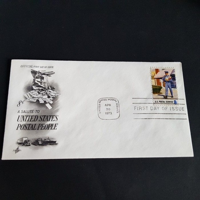 Salut Angajaților Poștali SUA 1973 Plic Filatelic