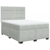 Cumpara ieftin Pat box spring cu saltea, gri deschis, 140x200 cm, catifea