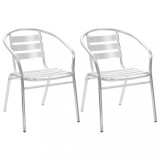 Cumpara ieftin Scaune stivuibile de exterior, 2 buc., aluminiu