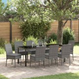 Cumpara ieftin Set de masă pentru grădină 9 pcs Gri Rattan poli