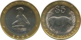 Zimbabwe 2002 - 5 dollars, bimetal, UNC