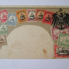 Rară! Carte poștală filatelică cu timbre colonii Imperiul German Africa de Est