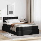 vidaXL Pat cu lumini cu bandă LED cu headboard Negru 120 x 200 cm PVC 3371025