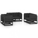 vidaXL Set mobilier grădină cu perne, 6 piese, lemn masiv pin