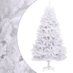 vidaXL Brad de Crăciun artificial cu suport și balamale, alb, 180 cm