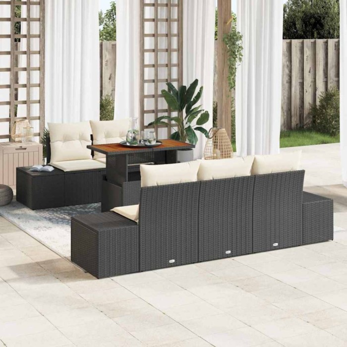 vidaXL Set de masă pentru grădină 6 pcs Negru și Crem 100 x 55 x 73 cm