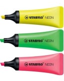 Set 3 Textmarkere Stabilo Neon , Culori Fluorescente, Design Tub Flexibil si Tehnologie Anti-Uscare