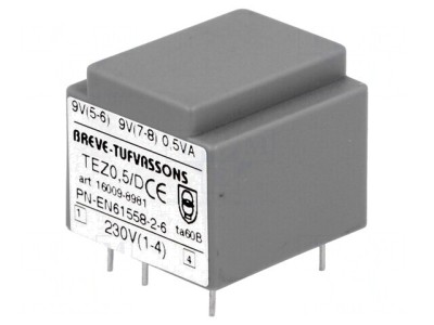 Transformator &amp;icirc;ncapsulat 0,5VA 230VAC 9V 27,7mA foto