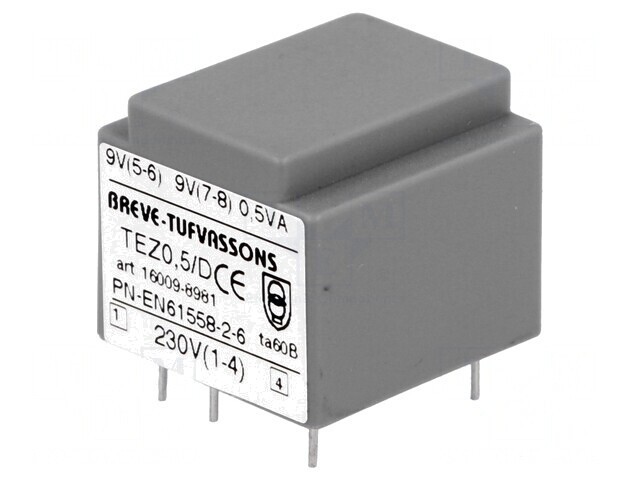 Transformator &icirc;ncapsulat 0,5VA 230VAC 9V 27,7mA