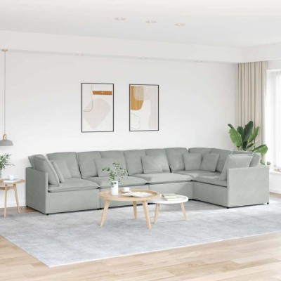 vidaXL Canapea modulară cu perne, gri deschis, catifea 3321337 foto