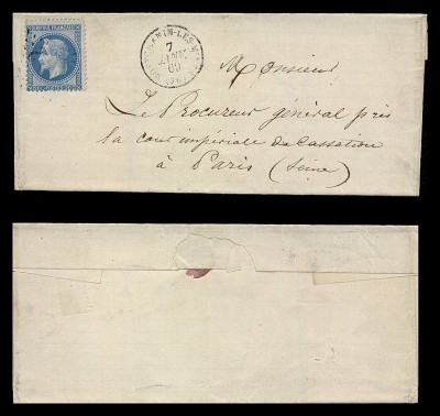 France 1869 Postal History Rare Cover Montchanin-les-Mines to Paris D.175 foto