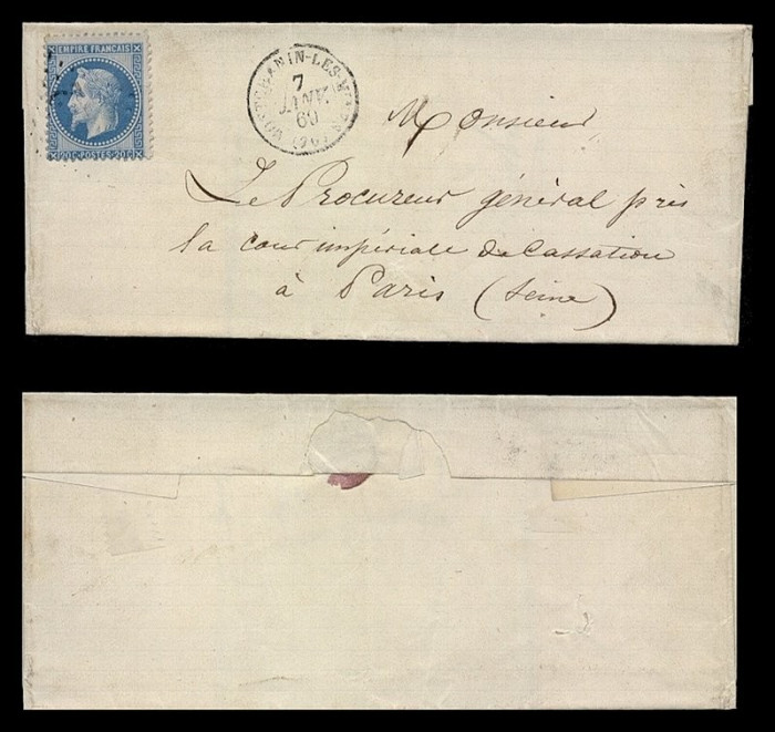 France 1869 Postal History Rare Cover Montchanin-les-Mines to Paris D.175