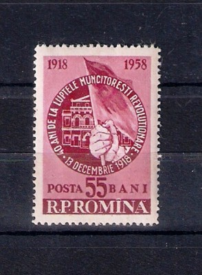 ROMANIA 1958 - 40 ANI DE LA LUPTELE DIN 13 DECEMBRIE 1918, MNH - LP 468 foto