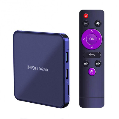 TV Box Media Player Techstar&amp;reg; H96 Max V12, 4K, RAM 4GB DDR3, ROM 64GB, Android 12, RK3318 Quad Core, WiFi dual band, Slot Card, Negru foto