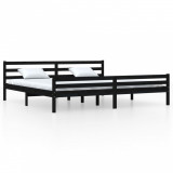 Cadru de pat Super King 6FT, 180x200 cm, negru, lemn masiv