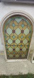 Set 4 Vitralii Sticla Originale Neogotic/Art &amp; Crafts 116x65cm Lemn Plumb