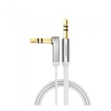 Cablu audio Premium de 3.5mm ultra plat unghi 90 grade-Lungime 1 Metru-Culoare Alb