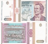 Romania BNR 1000 LEI 1993 mai * Mihai Eminescu * seria A.0035 NR. 303085 a UNC