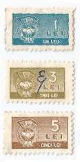 *Romania, lot 1114 cu 3 timbre fiscale de cotizatie, 1960, NG foto
