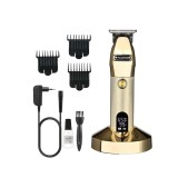 Masina de tuns barba si contur profesionala, Plarths JM-751G, stand incarcare, baterie Li-ion 180 min, afisaj LCD, gold