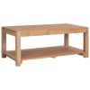 Masuta cafea lemn masiv tec Gossi 100x50x40 cm, raft, rustic. Living, blat lemn natur