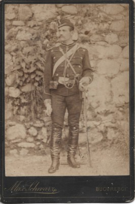 CDV MILITAR 11 x 16 cm Max Schvarz Bucuresti foto