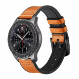 Cumpara ieftin Curea din piele maro si silicon 22mm pentru Huawei Watch sau Samsung Watch