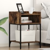 vidaXL Dulap de noapte Stejar afumat 40 x 40 x 61 cm Lemn compozit