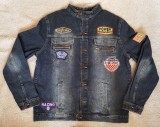 JACHETA DENIM AUTENTICA BARBATI ETICHETE BRODATE MOTO F1 GEACA BLUGI JAROD TEAM, XL/XXL, Bumbac, Albastru