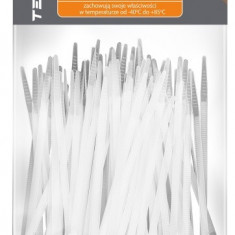 Set 100 Buc Coliere Fasete Plastic Albe Tecmaxx 4,6X120MM 14-210