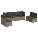 Cumpara ieftin Set canapele de gradina cu perne, 8 piese, gri, poliratan