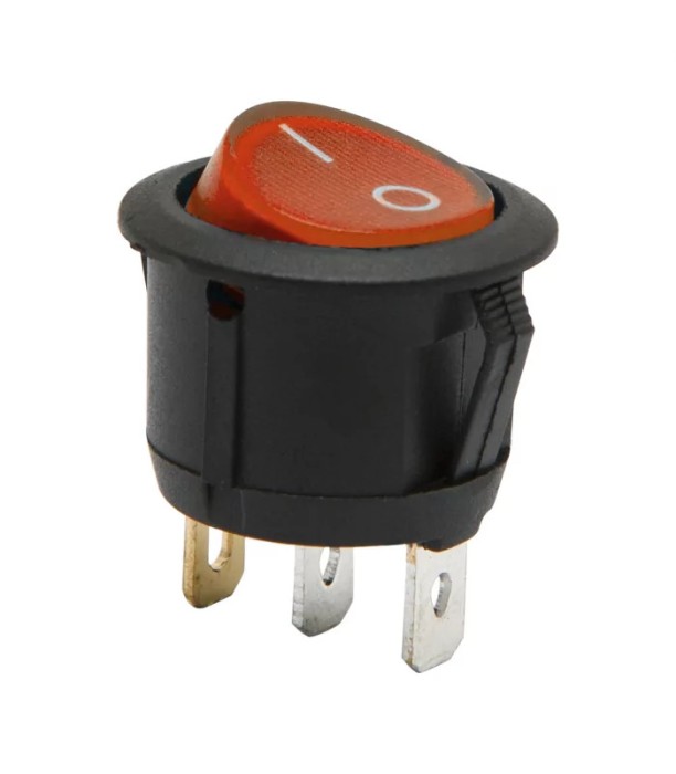 Interupator basculant 1 circuit 6A 250V ON-OFF 3 pini rosu cu retinere