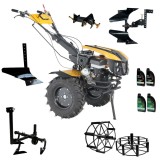 ProGARDEN Pachet Campo 1873 Alpine V2 Motocultor 18CP + Plug bilonat + Plug reversibil + Prasitoare + Adaptor + 2 roti metalice 540x170 + 4L Ulei ProA