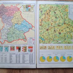 Atlas geografic scolar vechi Germania Bavaria 1963 harta manual scoala RFG