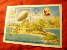 Bloc Sao Tome e Principe 1979 - Dirijabil - Expozitie Brasiliana stampilat