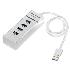 Hub USB 3.0 cu 4 porturi, Hi-Speed, alb , solutia compacta pentru conectivitate extinsa si transfer rapid de date