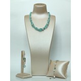 Cumpara ieftin Set Bijuterii Allure Acvamarin Apatit Cuarț Perle Argint 925 Placat Aur Roz Colier Brățară Cercei Ajustabile Handmade Italia