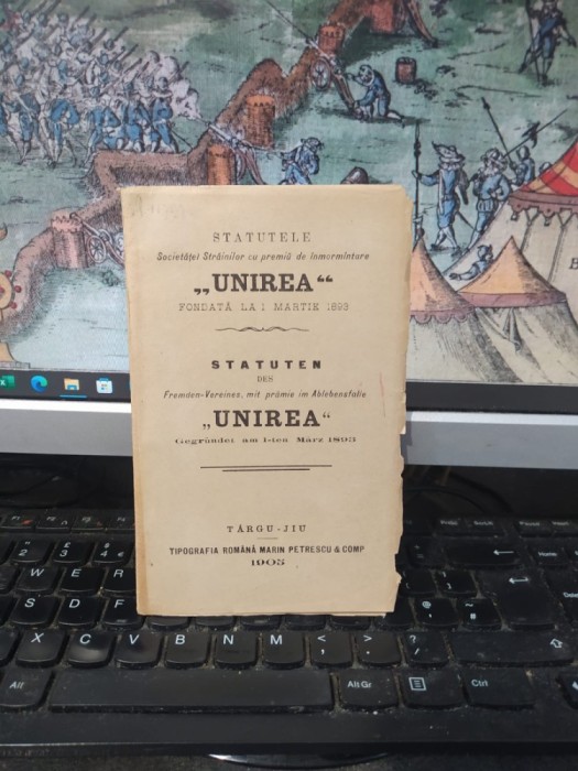Statutele Societăței Străinilor cu premiu de &icirc;nmorm&acirc;ntare Unirea; Statuten des Fremden-Vereins, mit praemie im Ablebensfalle Unirea T&acirc;rgu Jiu 1905 013