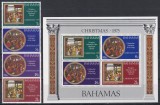 Bahamas 1975 - Crăciun - Picturi de Perugino, Ghirlandaio, Serie + Bloc, MNH
