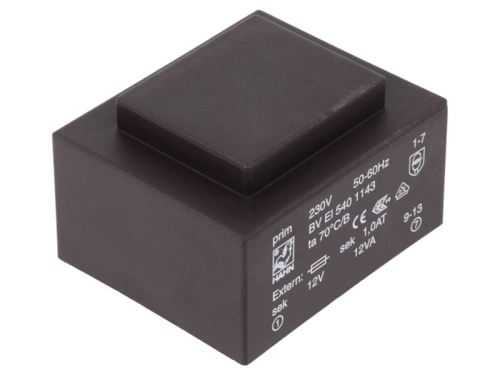 Transformator &icirc;ncapsulat 12V 1A 12VA PCB