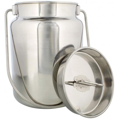 Bidon din inox cu capac si maner pentru depozitare lapte, miere sau ulei, 5.50 l foto