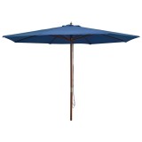 Umbrelă de soare de exterior, st&acirc;lp din lemn, albastru, 350 cm