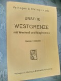 B74-I-Harta mare veche Germania Reich: Granita nostra de West. Westfalia-Maginot