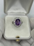 INEL PLATINA 950 + AMETIST = 4CT + 14 DIAMANTE = 1.50CT - G - VS1 - 8.8g. !, 46 - 56, 18k, Alb