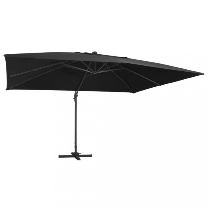 Gossi umbrela in consola cu led, stalp din aluminiu negru 400x300 cm