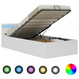Gossi cadru pat hidraulic lada si led alb 100x200 cm piele ecologica