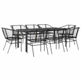 Cumpara ieftin Set de sufragerie de gradina 9 piese sticla neagra polirattan