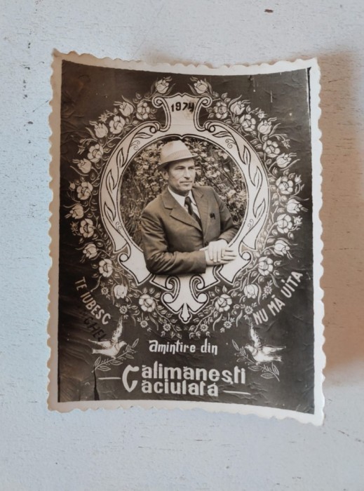 Fotografie 1974 Amintire din Calimanesti Caciulata, Te iubesc - Nu ma uita