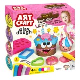 Set Plastilină, Art Craft, Happy Birthday Cake, 4 Culori, 6 Forme, 3+ Ani, Oem