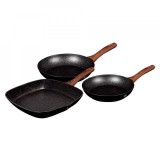 Cumpara ieftin Set 3 Tigai Marmorate Berlinger Haus Ebony Rosewood BH 7101 (20/24/28cm), Aluminiu Forjat, Inductie, Antiaderent, Negru/Maro
